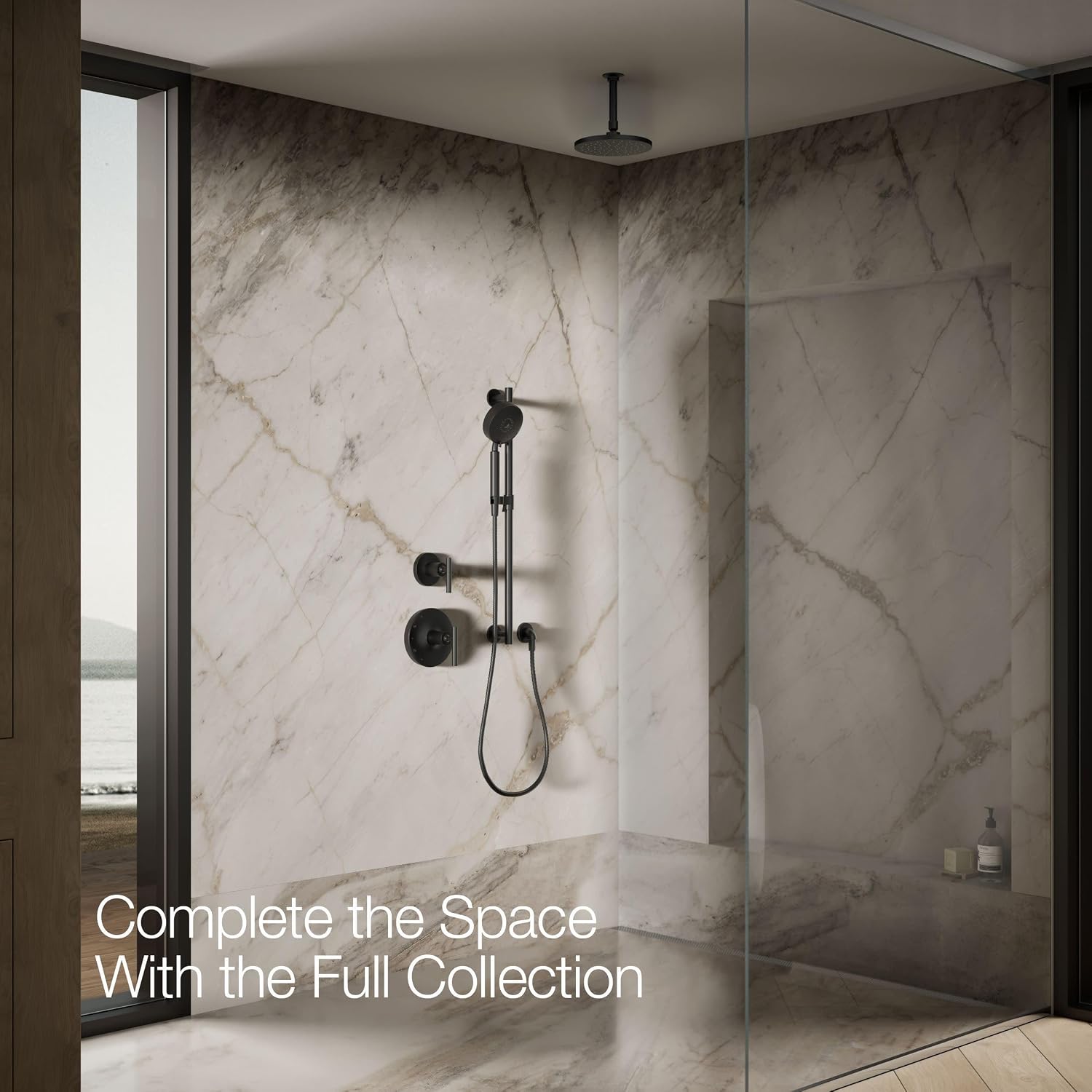 Kohler 13688-BL Contemporary Round 8' single-function rainhead, 2.5 gpm, Matte Black