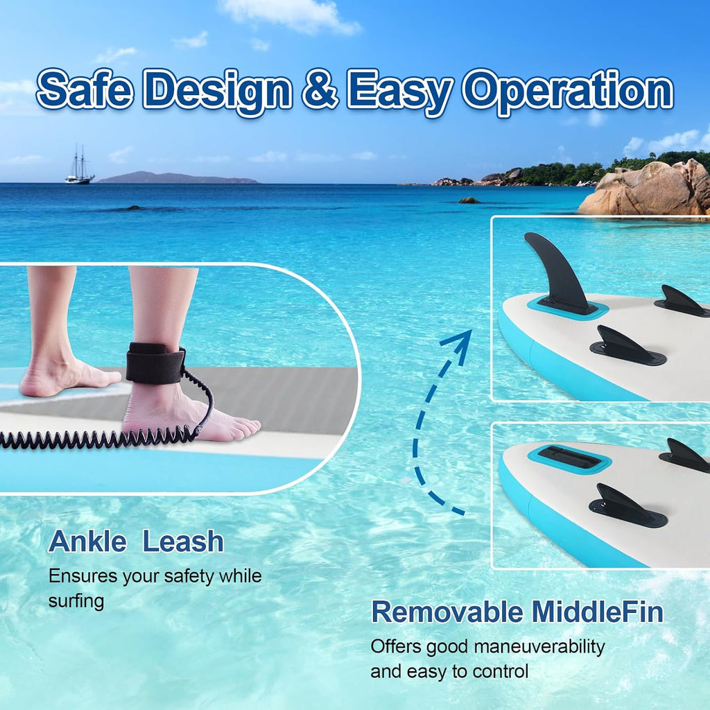 Inflatable Stand up Paddle Board, Extra Wide SUP, with Premium Paddleboard Accessories, Hand Pump, Backpack, Adult & Youth, for Yoga Fishing Paddling
