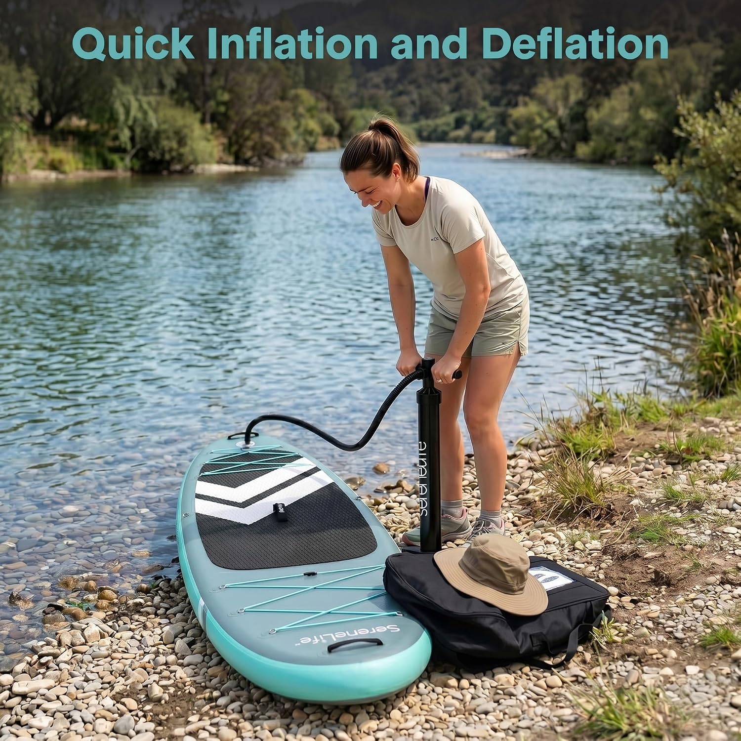 SereneLife Inflatable Stand Up Paddle Board