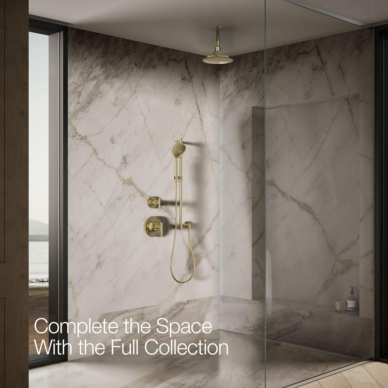 Kohler 26301-AF Statement® Open Rain iconic single-function rainhead,' 2.5 gpm, Vibrant French Gold