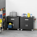 Baborokic Black Metal Garage Storage Cabinet With Wheels, Lockable Tool Cabinet With Shelves, Rolling Metal Cabinet for Warehouse, Home