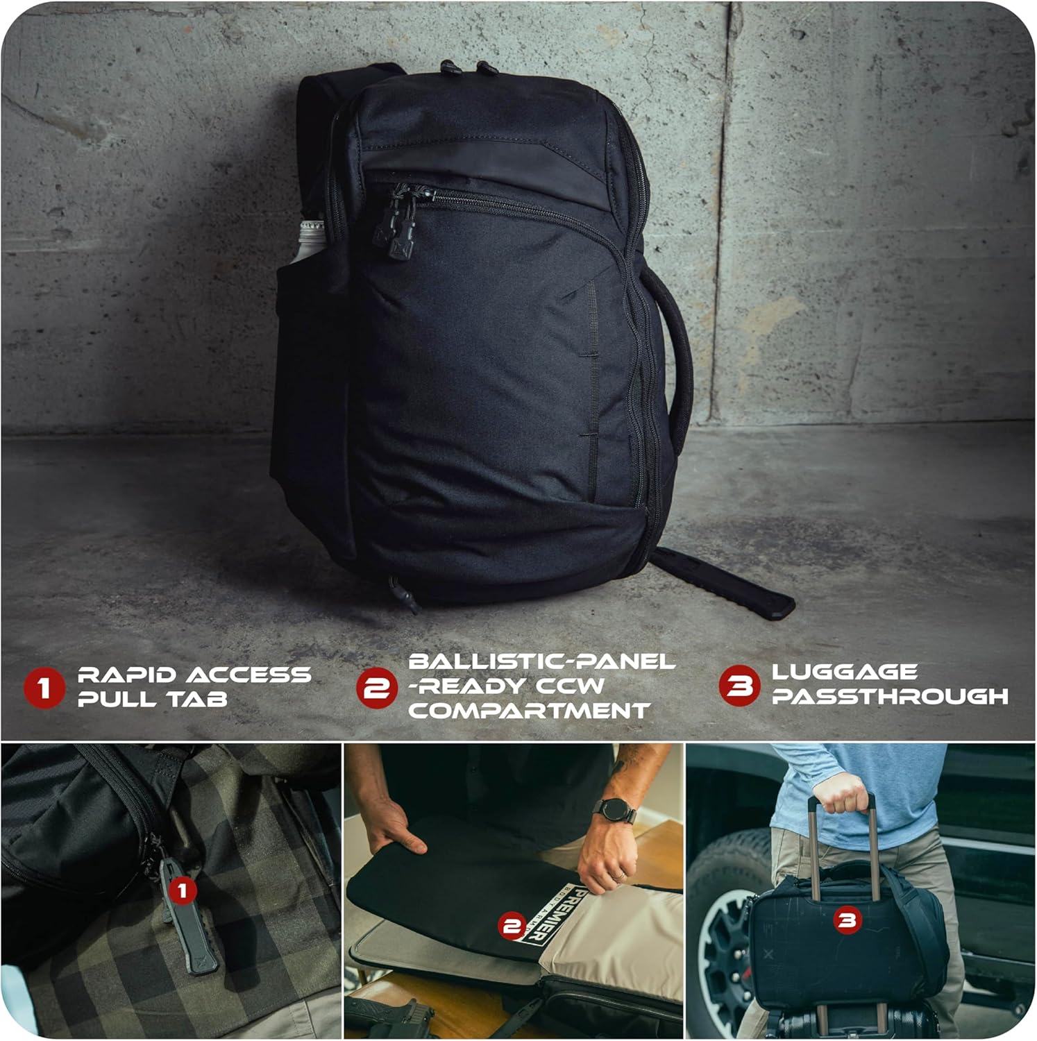 Vertx Gamut 22L Sling Backpack – Versatile, Durable Design with Ample Storage, Ideal for Everyday Use & Outdoor Adventures, Black - One Size