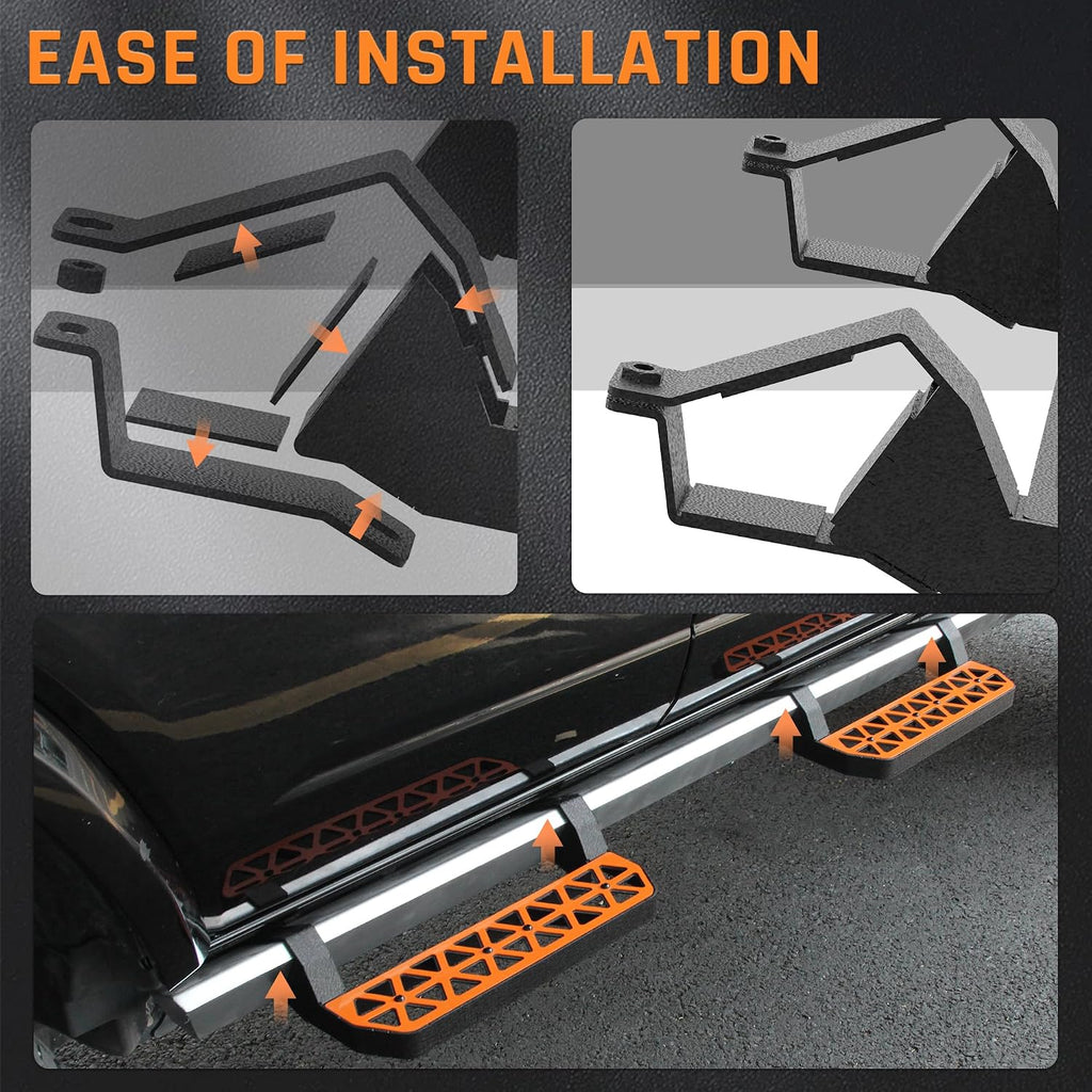 Orange Running Boards fit for Ford Bronco 2021-2026 | side steps fit for bronco 21-26 4 door w/rock rails step bars 4pcs steps estribos para