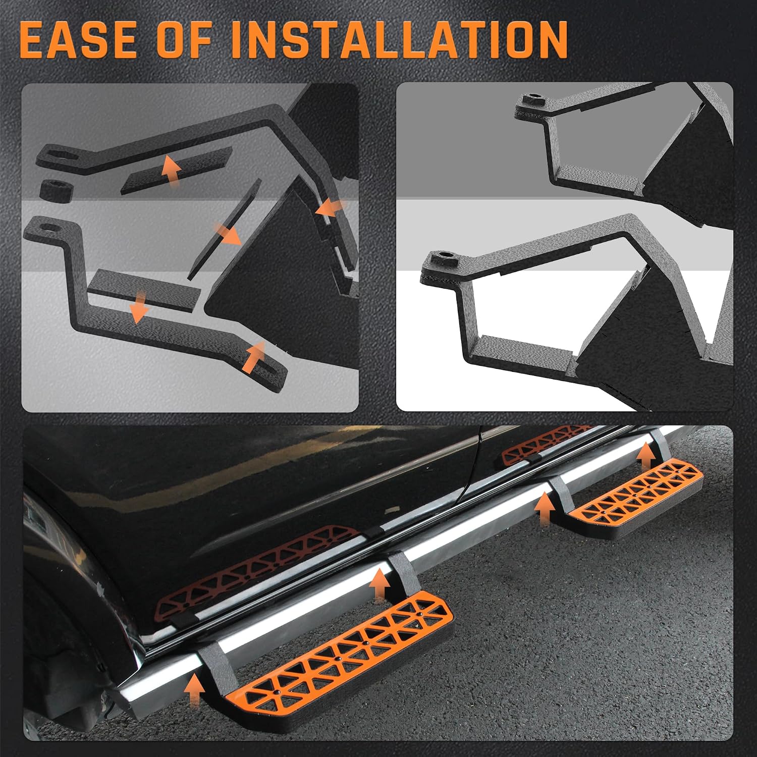 Orange Running Boards fit for Ford Bronco 2021-2026 | side steps fit for bronco 21-26 4 door w/rock rails step bars 4pcs steps estribos para