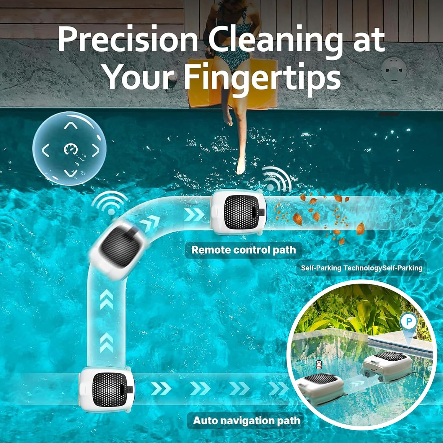 Pool Skimmer Robot Cordless, Electric Automatic Pool Cleaner