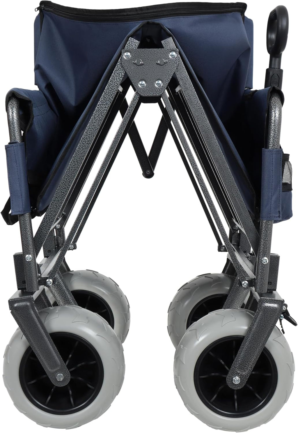 3-in-1 Folding Wagon with Bench Seat – 500lbs Capacity,Reinforced Carbon Steel Frame, 180L Cargo Space– Perfect for Camping, Beach, Outdoor Events & Heavy-Duty Hauling (Dark Blue)