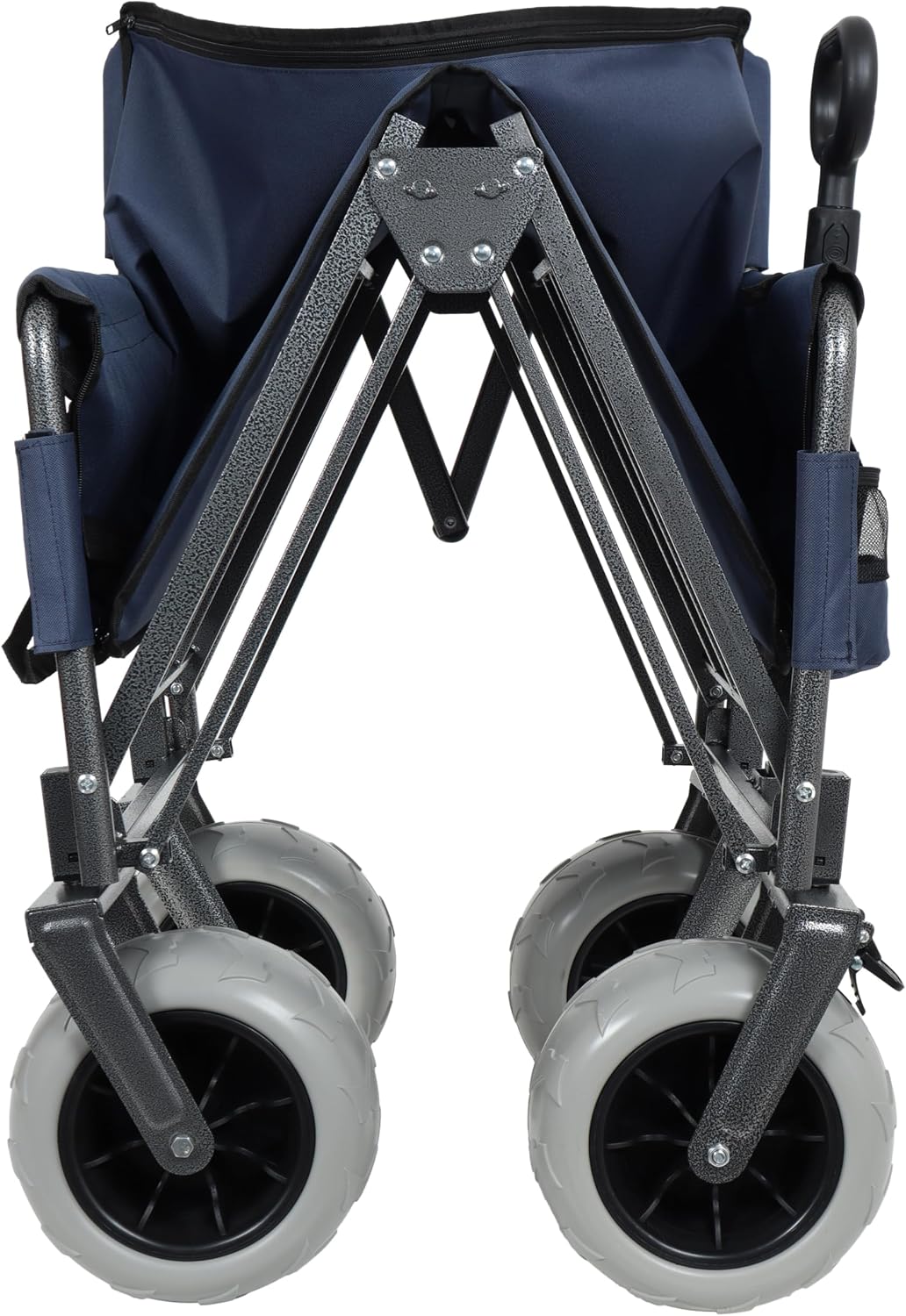 3-in-1 Folding Wagon with Bench Seat – 500lbs Capacity,Reinforced Carbon Steel Frame, 180L Cargo Space– Perfect for Camping, Beach, Outdoor Events & Heavy-Duty Hauling (Dark Blue)