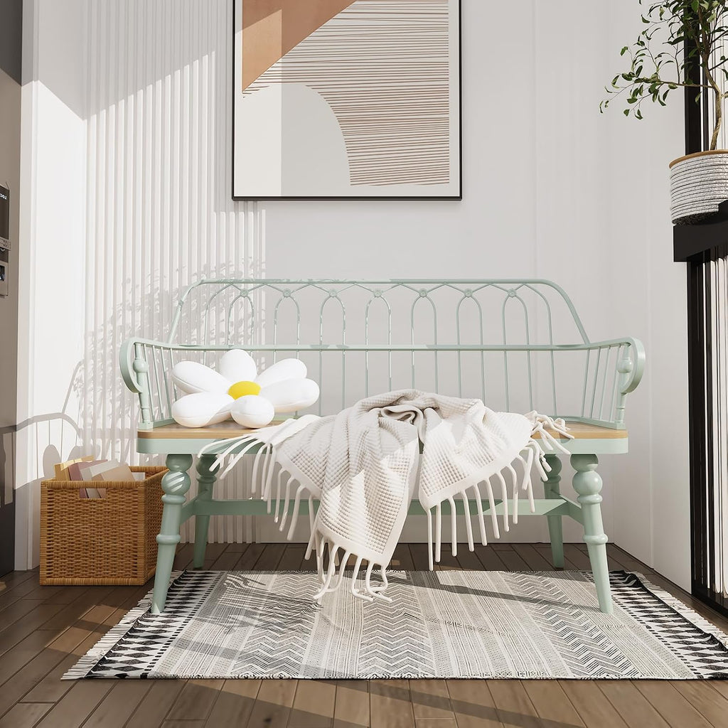 DIBRATY Entryway Bench,Spindle Back Wooden Dinning Bench, Farmhouse Foyer Bench for Entryway, Living Room, Dinning Room, Mudroom