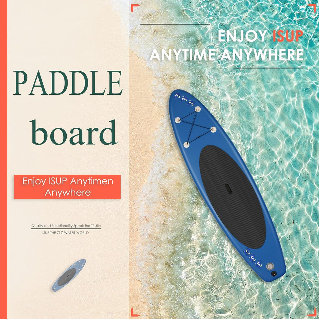 ANCHEER iSUP Inflatable Stand Up Paddle Board with Carry Bag, Floating Paddle, Coil Leash, and Repair Kit with 265 Pound Capacity, Navy Blue