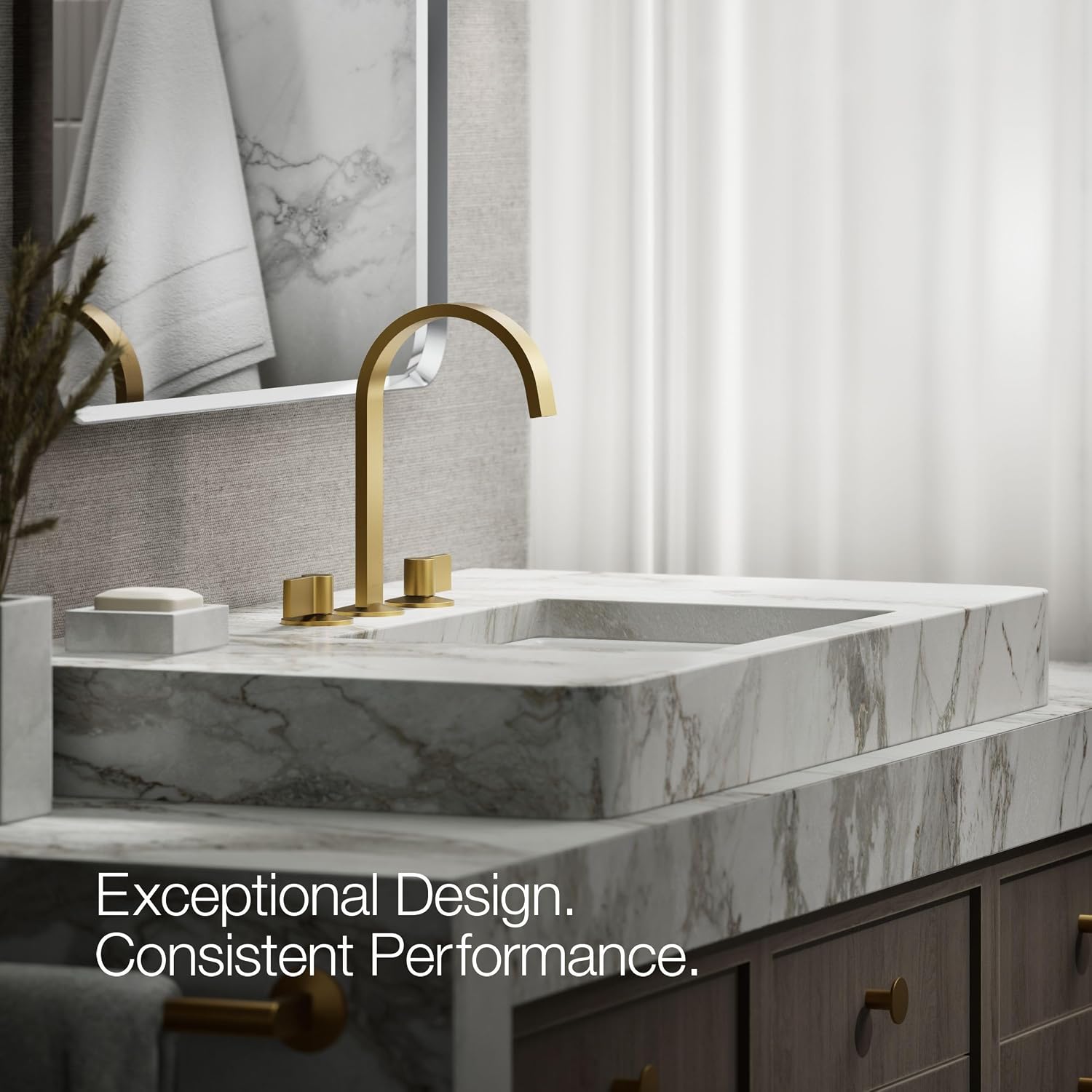 Kohler 77968-2MB Components® Bathroom Sink Faucet spout with Ribbon Design, 1.2 gpm, Vibrant Brushed Moderne Brass
