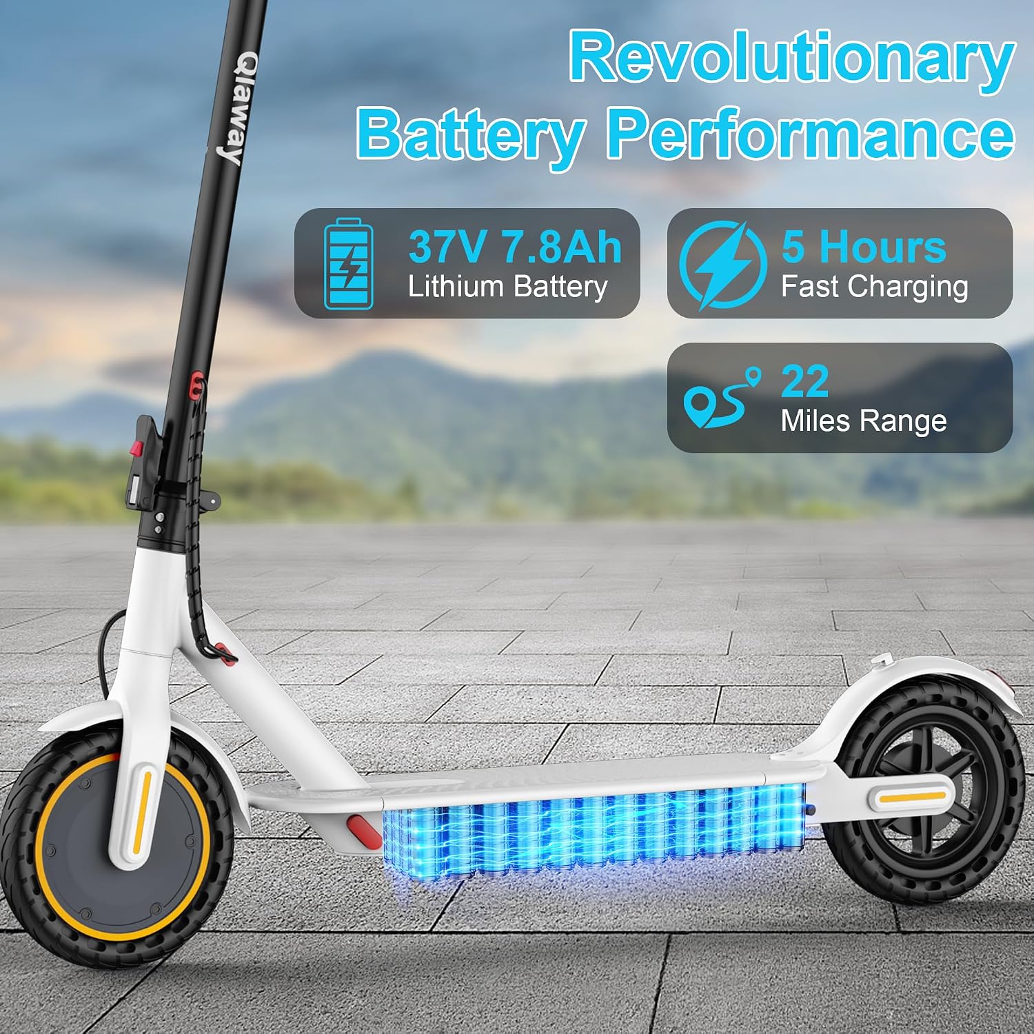 Qlaway 8.5' E Scooter for Adults 19/22 MPH 350/500W Motor 187.2/288.6/441WH Battery, Motorized Scooter Up to 22 Miles Range, Foldable Bearing 265 LBS/APP Control