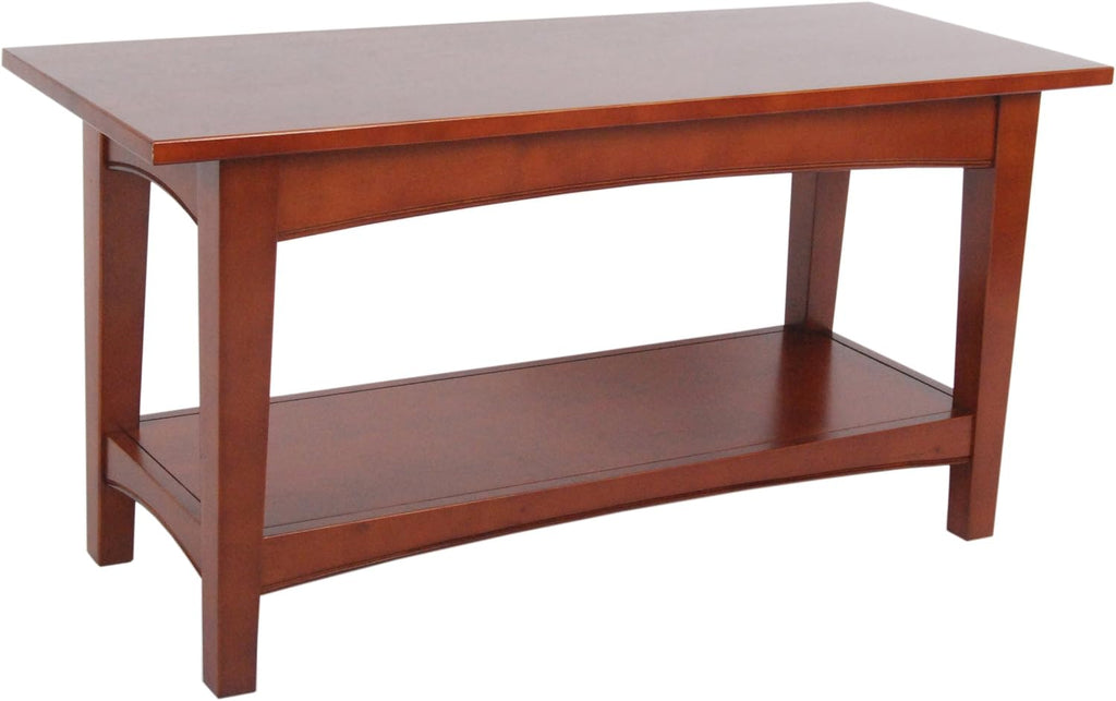 Shaker Cottage Bench in Cherry – Entryway Furniture, Shoes Shelf, Coffee Table, Long Lasting Durability, Easy Assembly, Transitional, Cottage Styling
