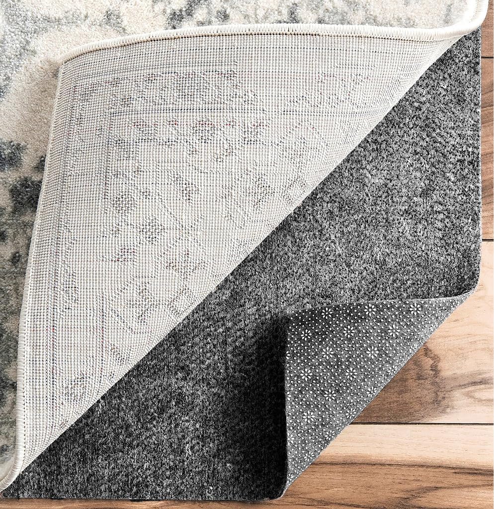 8x12 Feet Gray Rug Pad – 1/3 Inch Thick, Non-Slip, Cushioned Grip for Hard Floors