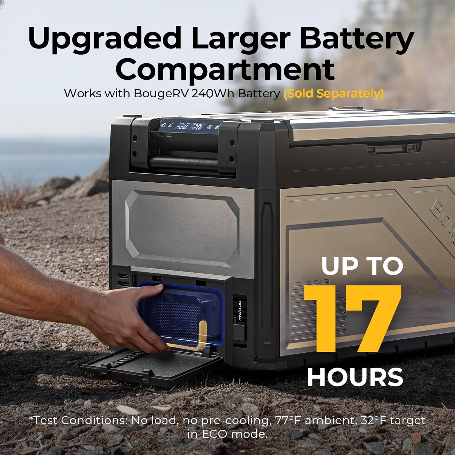 BougeRV 12 Volt Portable Refrigerator, 55 Quart Dual Zone Car Fridge Freezer with APP Control, Compressor Cooler 12/24V DC, 110~240V AC for Overlanding, Camping, Travel, RV(2026 New Model: Rocky V3.0)