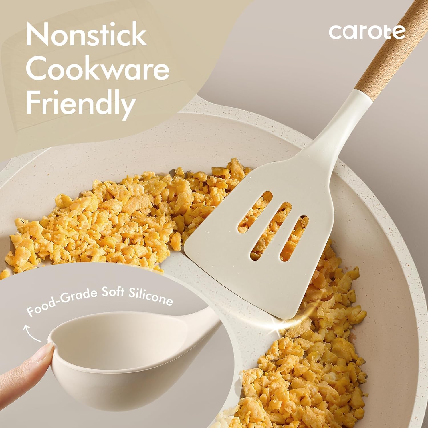 CAROTE 43pcs Cookware Utensil Set, Nonstick Cookware Sets, 446°F Heat Resistant Kitchen Utensils Gadgets Set