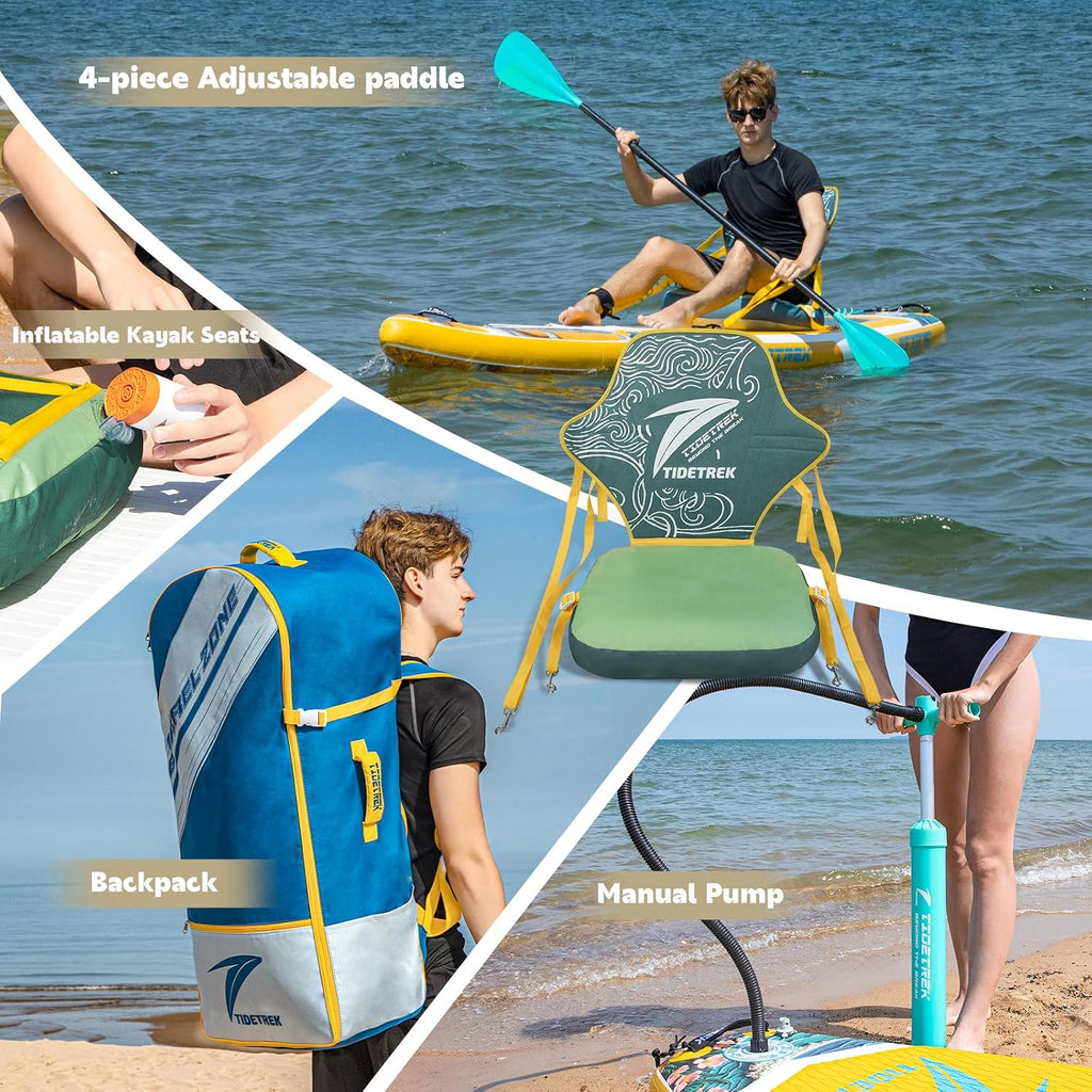 11'/11'6' x 33'/34' x 6' Inflatable SUP Paddle Board – Extra-Wide, Stable Stand Up Paddle Board with Premium Full Accessory Set for Adults & Youth