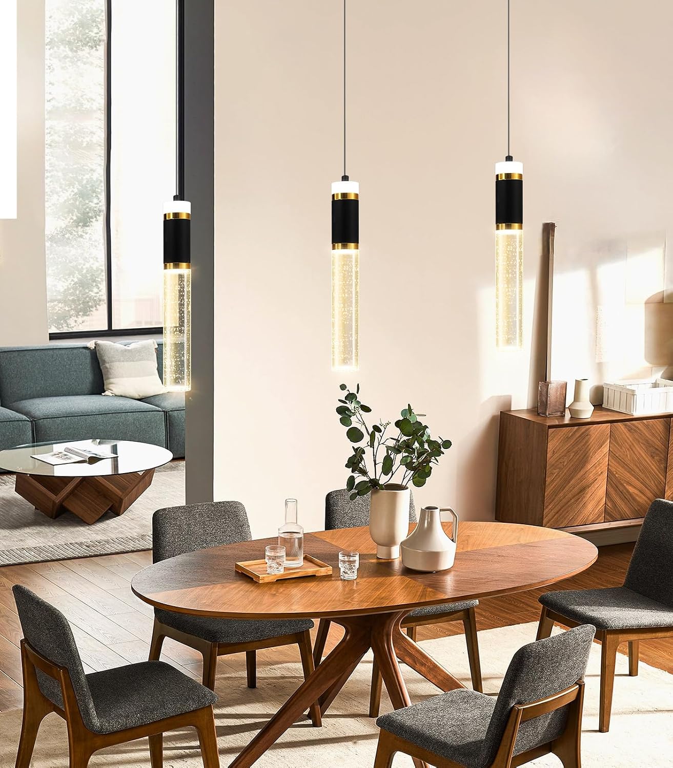 3-packs Pendant Lighting for Kitchen Island Mini Chandeliers Crystal Dining Room Hanging Lights LED Dimmable Drop Lights Ceiling Lighting Fixture Kitchen Sink Light Bathroom Bedroom 2700K 6000K