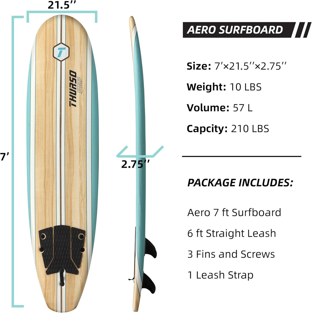 Thurso Surf 7/8 ft Soft Top Foam Beginner Surfboard for Adults and Kids Perfect Longboard for Surfing Beach Fun and Water Sports Lightweight and Durable Modern Design for All Levels of Surfers
