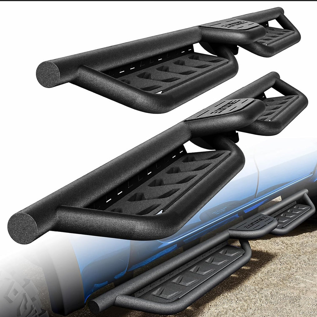 ONINE Running Boards Custom Fit 2019-2026 Chevy Silverado/GMC Sierra 1500 & 2020-2026 Chevy Silverado/GMC Sierra 2500HD/3500HD Crew Cab Side Steps Rock Silders, Tri-Step Textured Black