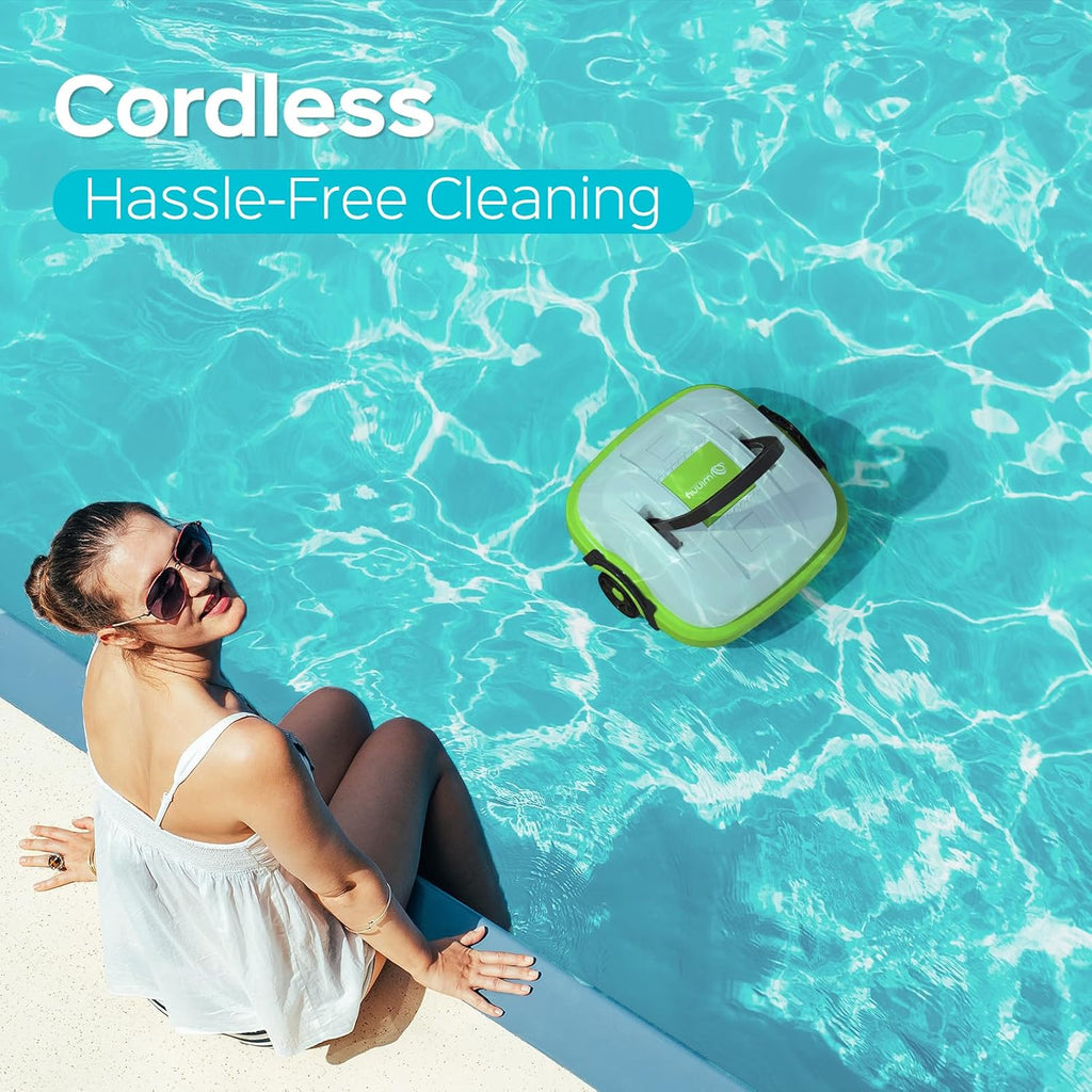 WINNY POOL CLEANER Cordless Robotic Pool Cleaner, Automatic Pool Vacuum with Powerful Suction, Dual-Motor,Self-Parking, Up to 538 Sq.ft,Ideal for Flat Above Ground Pools -Winny 200