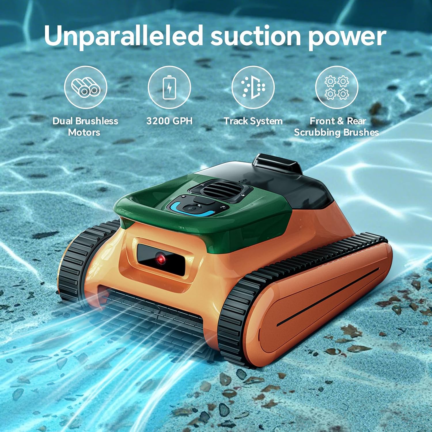 Cordless Robotic Pool Cleaner -Pool Vacuum 180W Brushless Motor, 45,000Pa Suction, Wall Climbing, Sonar Navigation, 3 Modes Automatic Pool Robot for Inground & Above-Ground Pools Up to 2150 Sq. Ft.