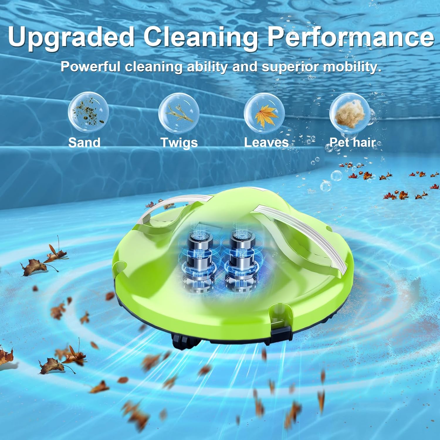 2026 Cordless Robotic Pool Cleaner - 120 Mins Automatic Pool Vacuum for Above Ground Pool & In - Ground Flat Pools up to 1000 Sq.Ft, Robot Pool Cleaner with Self - Parking Tech