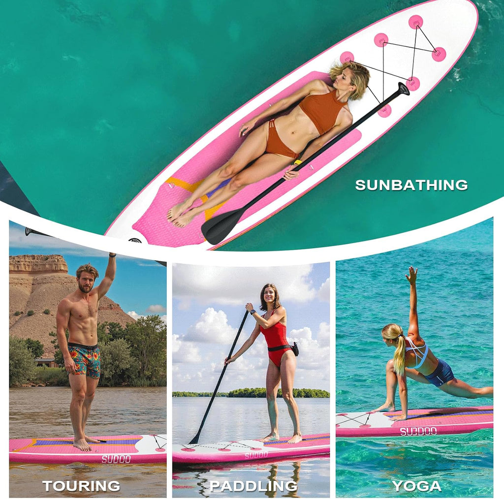SUDOO Inflatable Stand Up Paddle Board 10'/ 10'6' SUP with 450LB Weight Capacity Adjustable Paddle Wide Stable Non Slip EVA Deck Complete Accessories for Adults Beginners Youth Outdoor Water Sports