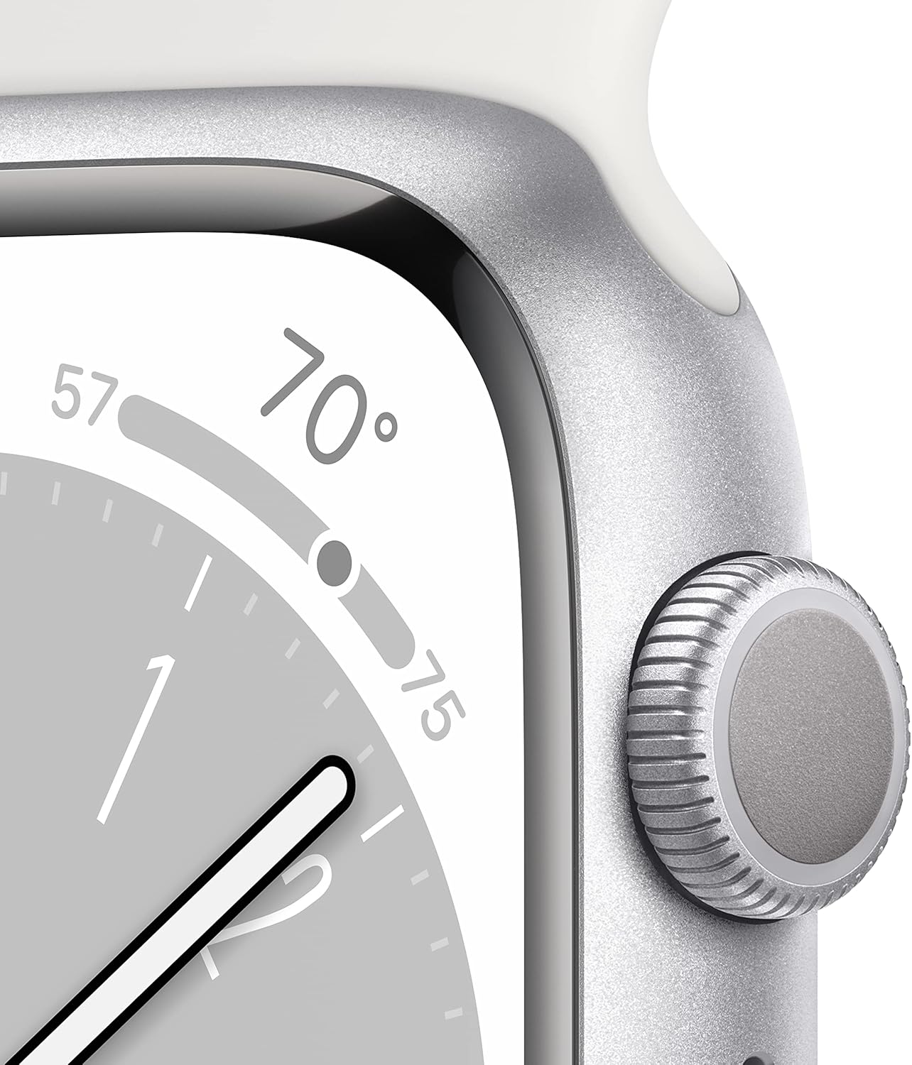 Apple Watch Series 8 (GPS, 45MM) Silver Aluminum Case with White Sport Band, M/L (Renewed Premium)