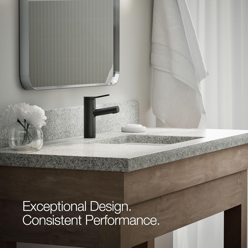 KOHLER K-35048-4K-BL Elate® Single-Handle Bathroom Sink Faucet, Bathroom Faucets, 1.0 GPM, Matte Black