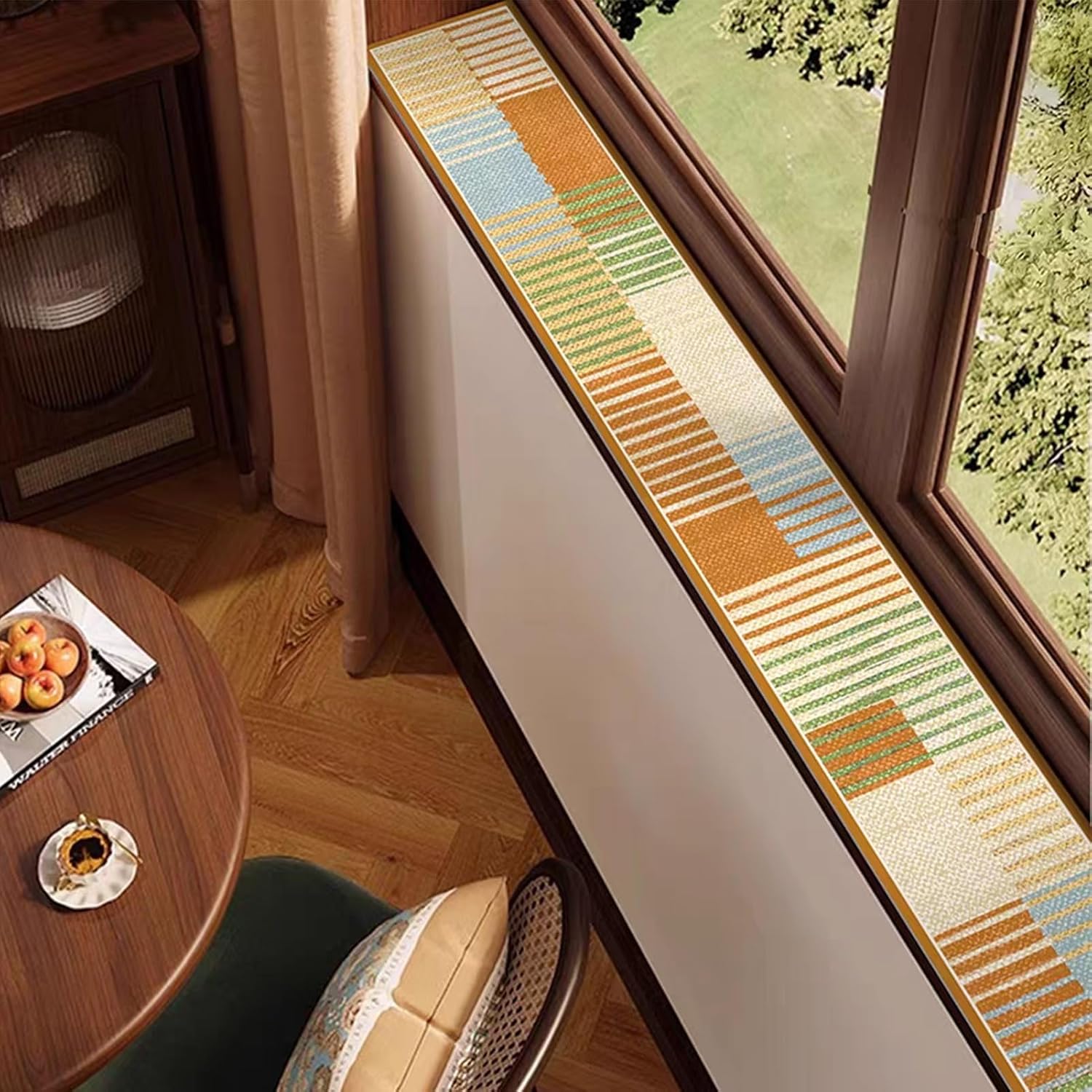 PVC Window Sill Mat with Anti-Slip Backing, Waterproof Leather Windows Ledge Cover Protector, Bedroom Living Room Window Liner Pad Guard - American Style(27x71in/70x180cm)