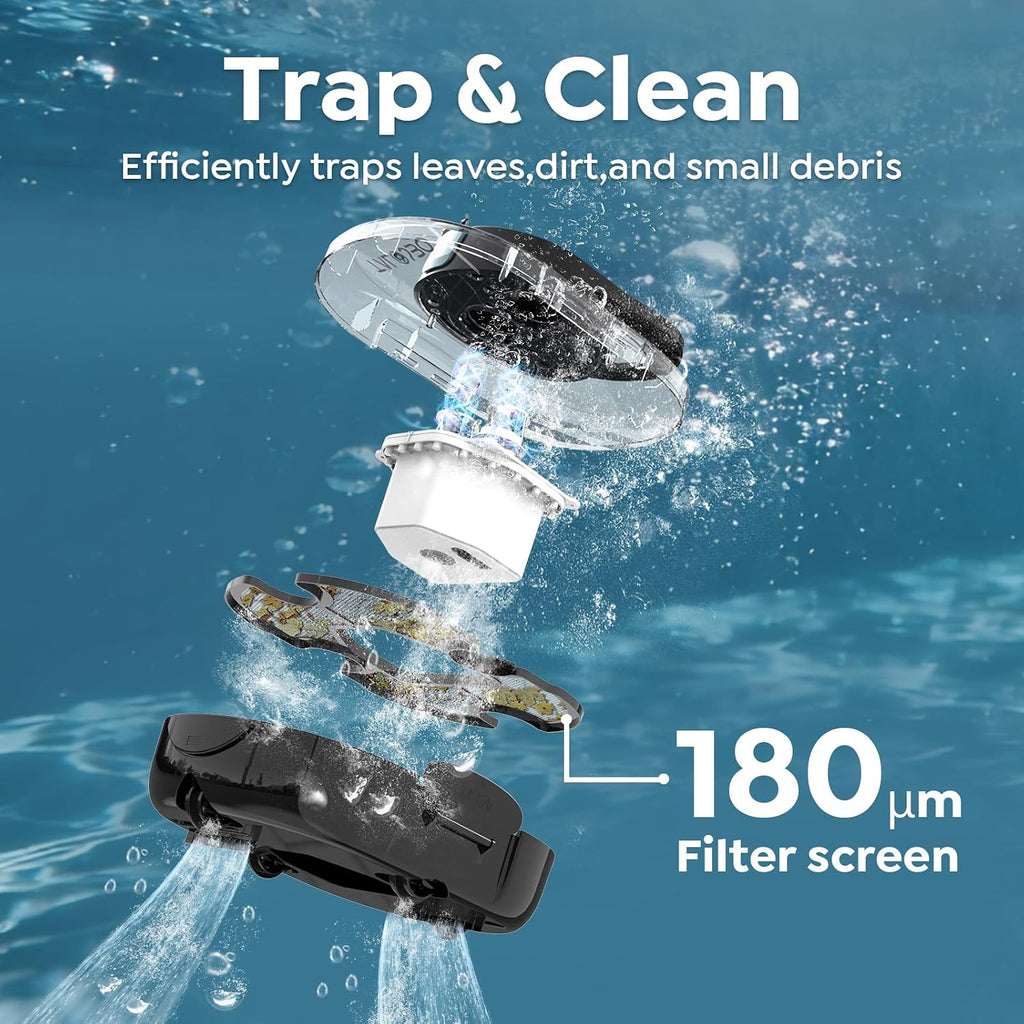 2026 TALOSBO S1 Pro Cordless Pool Cleaner – Dual Motor Suction, 120-Min Runtime, Fast Charging, Large-Capacity Filter Basket & Smart Self-Parking for Above-Ground Pools Obsidian