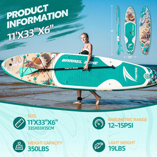 11'/11'6' x 33'/34' x 6' Inflatable SUP Paddle Board – Extra-Wide, Stable Stand Up Paddle Board with Premium Full Accessory Set for Adults & Youth