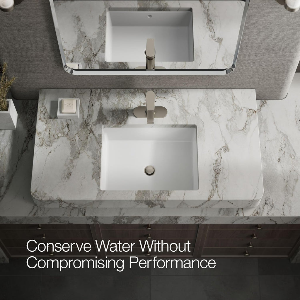 KOHLER K-74021-4-BN Taut® Single-Handle Bathroom Sink Faucet, 1.2 GPM, Minimalist Design, Corrosion Resistant, Vibrant Brushed Nickel