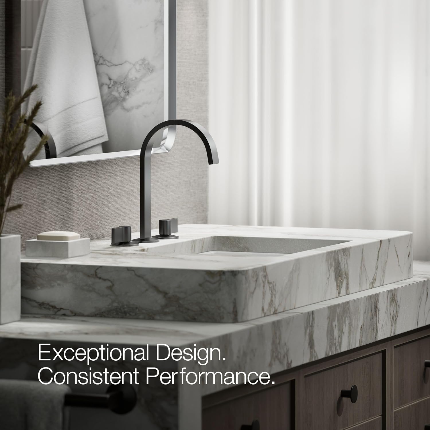 Kohler 77968-BL Components® Bathroom Sink Faucet spout with Ribbon Design, 1.2 gpm, Matte Black