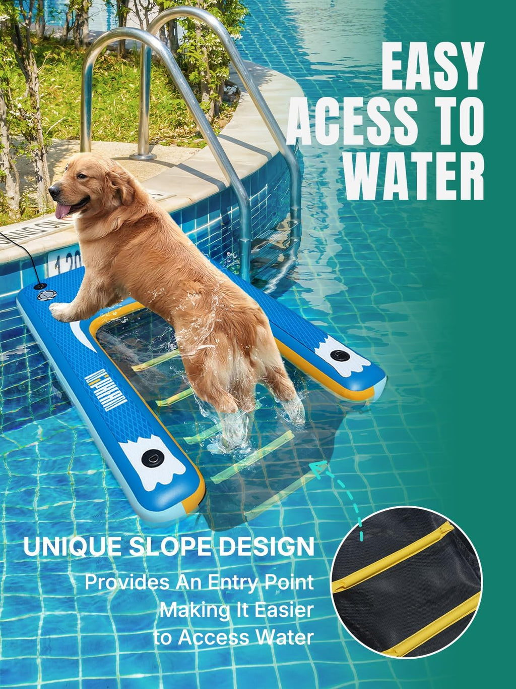 Niphean Inflatable Stand Up Paddle Board with Stabiltrac Fin Design and SUP Accessories & Niphean Dog Pool Ramp(Full-Coverage Non-Slip Deck)