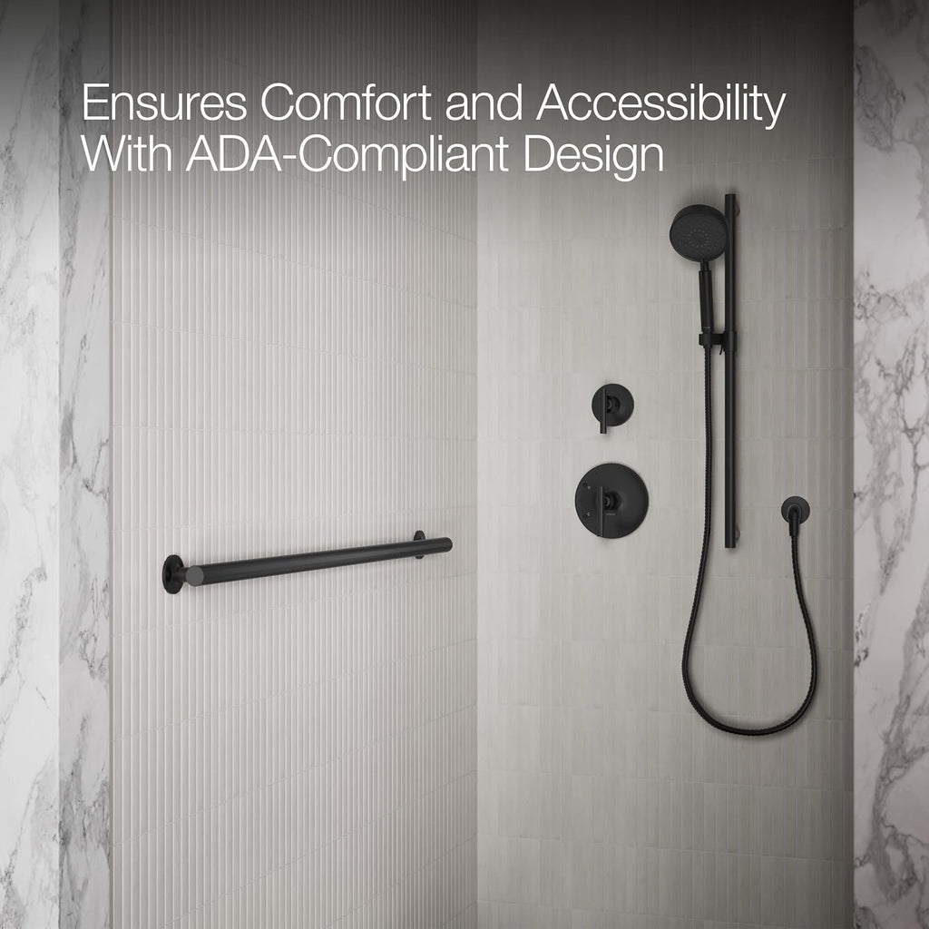 KOHLER 11896-BL Purist 42' Grab Bar for Bathtubs and Showers, Wall-Mount Grab Bars for Bathroom, Matte Black