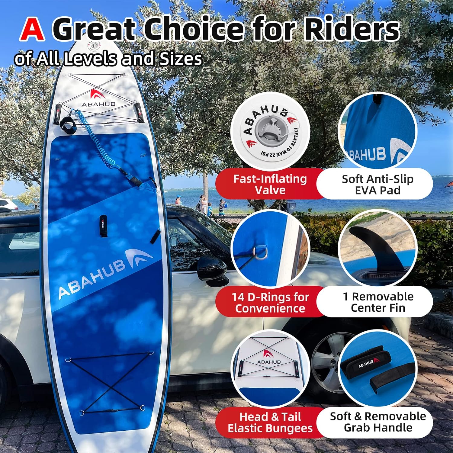 Abahub Inflatable SUP, Wide 10'6' x 31'/34' iSUP, Standup Paddleboard with Adjustable SUP Kayak Paddle, for Yoga, Paddle Board, Kayaking, Surf, Canoe, Fishing