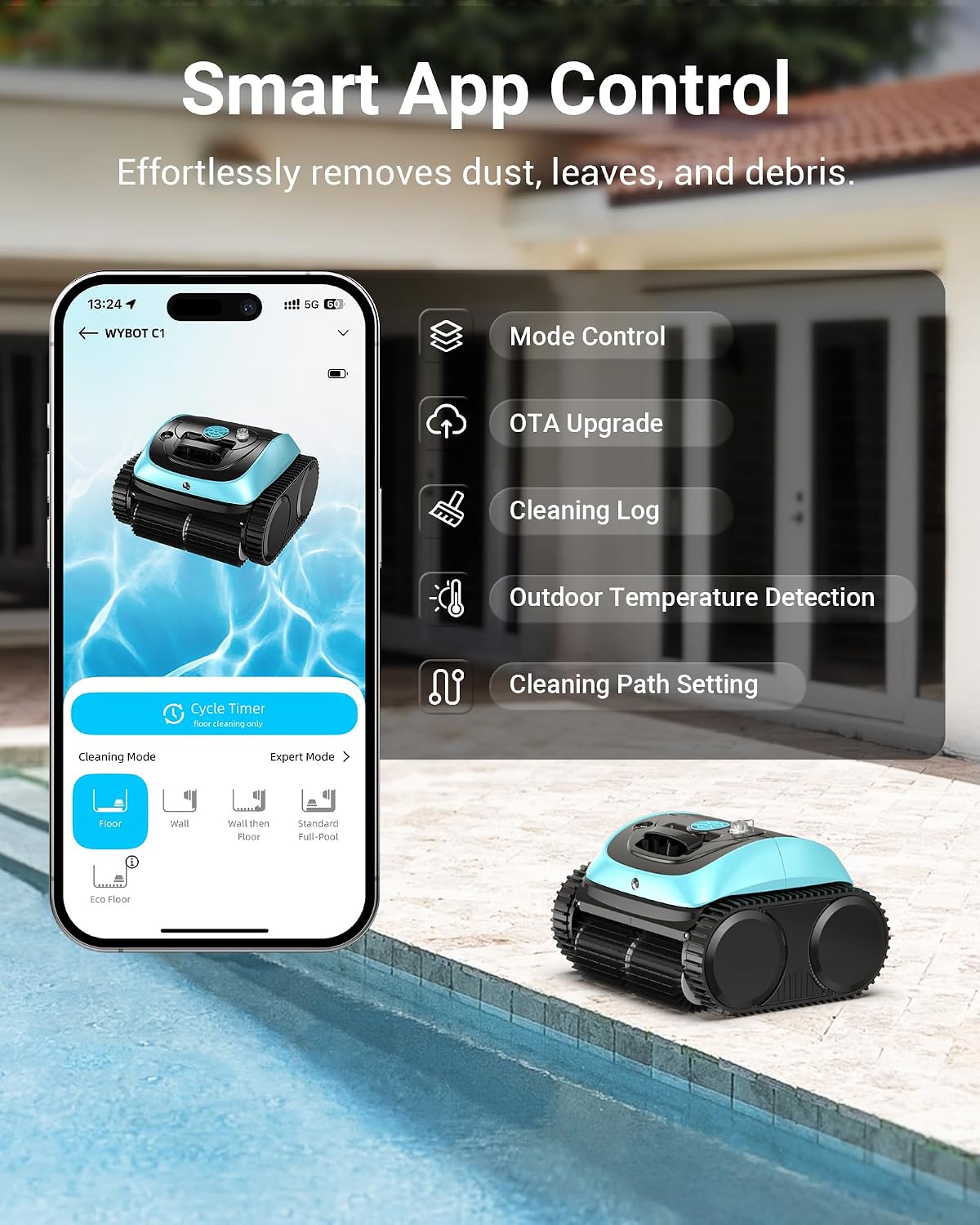 Pool Vacuum for Inground Pools, 4-in-1 Cordless Robotic Pool Cleaner for Above Ground Pools,Triple-Motors,Wall & Waterline Cleaning, App Support, OTA Upgrade up to 1,614 Sq.ft