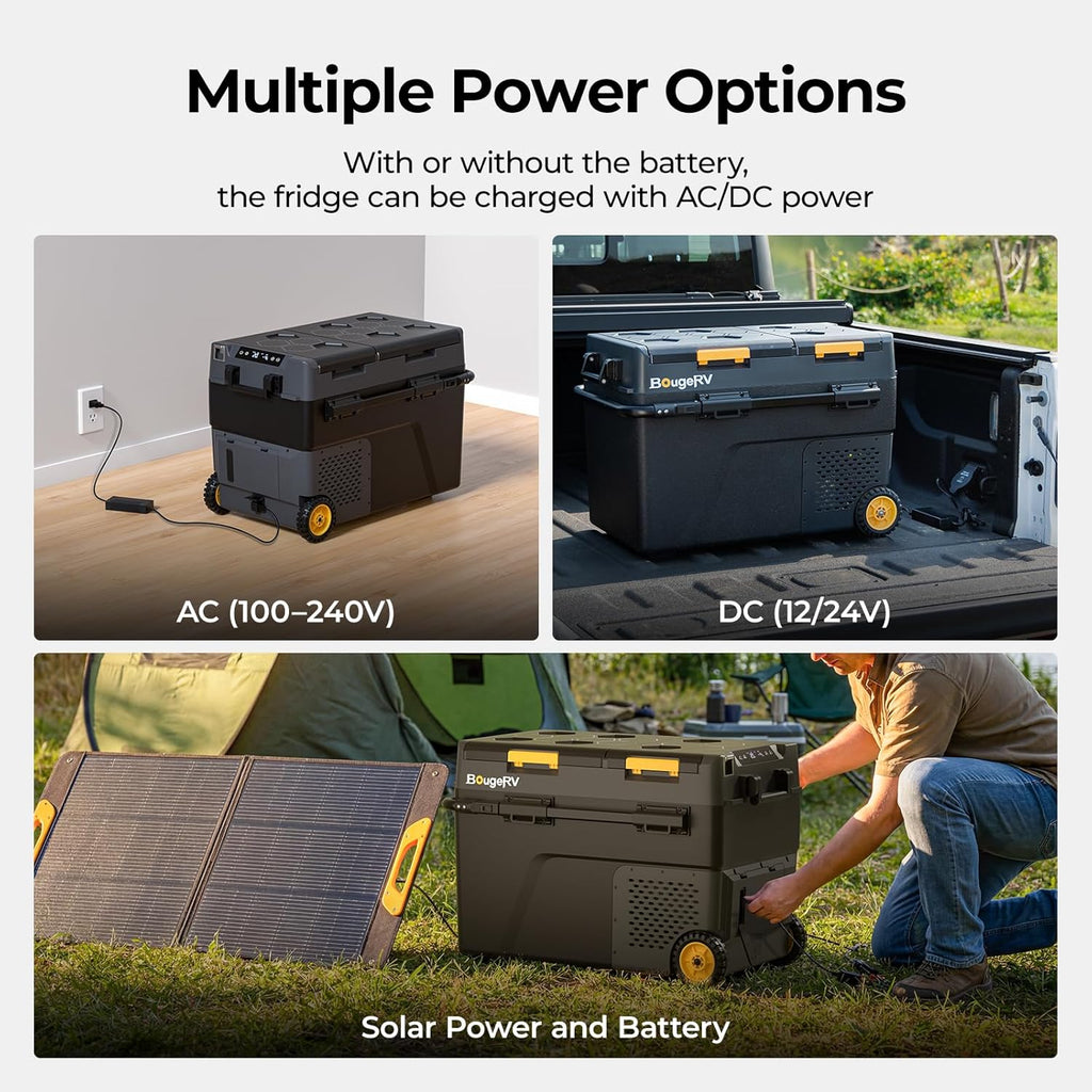 BougeRV 52 Quart Portable Fridge Freezer, 12 Volt Car Refrigerator, -4℉ to 68℉ Dual Zone Compressor Electric Cooler 12/24V DC, 110~240V AC for Overlanding, Camping, RV(2026 New Model: CRD2 V2.0)