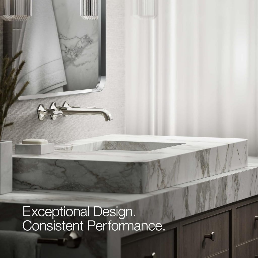 KOHLER T27013-4-SN Occasion Wall-Mount Bathroom Sink Faucet Lever Handle Trim in Vibrant Polished Nickel