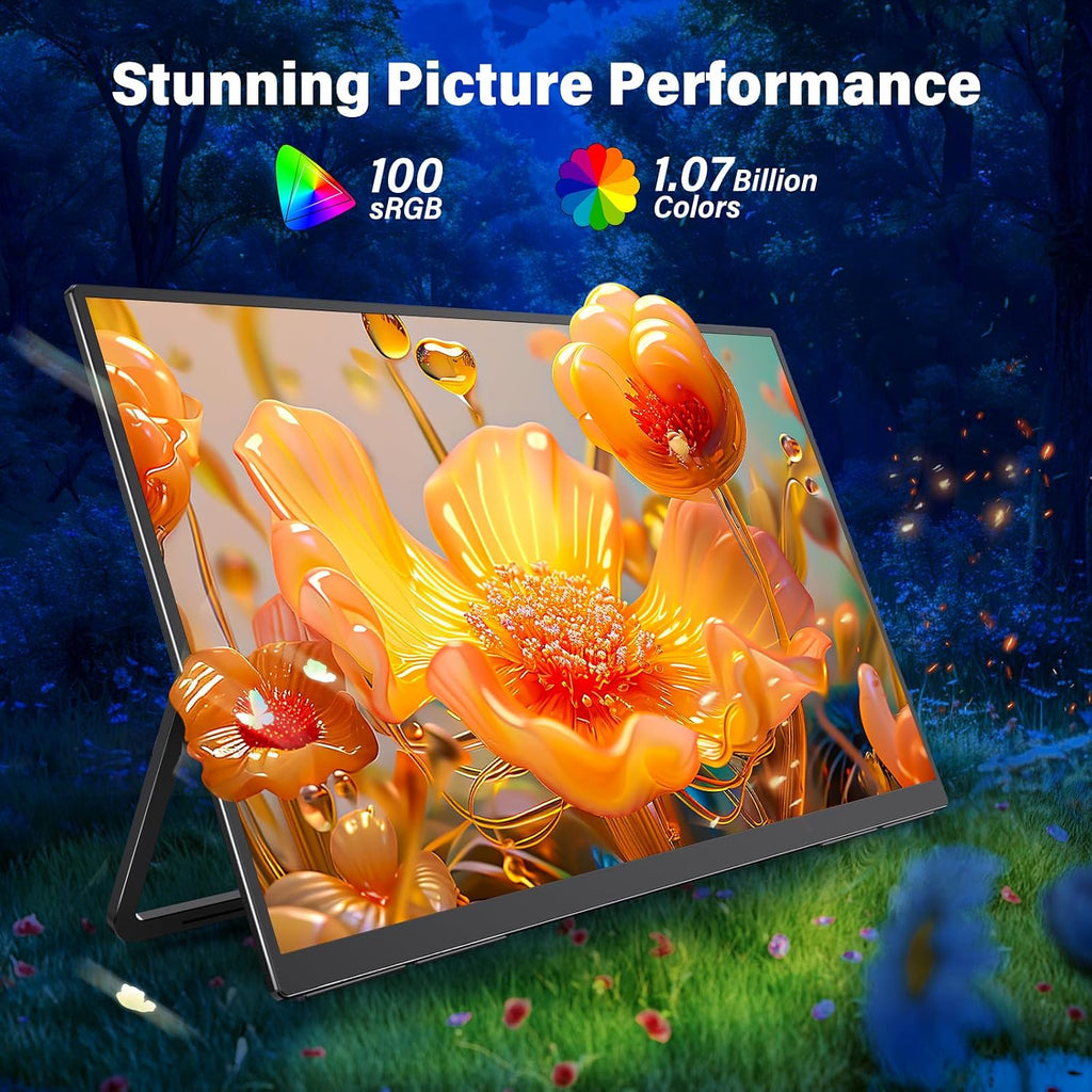 2K 180Hz Portable Gaming Monitor, 23.8' 2560x1440 QHD Fast IPS 115% sRGB Portable Monitor w/180° Adjustable Stand Type-C HDMI Eye Care External Second Screen for Laptop Phone PS4 PS5 Switch Xbox PC