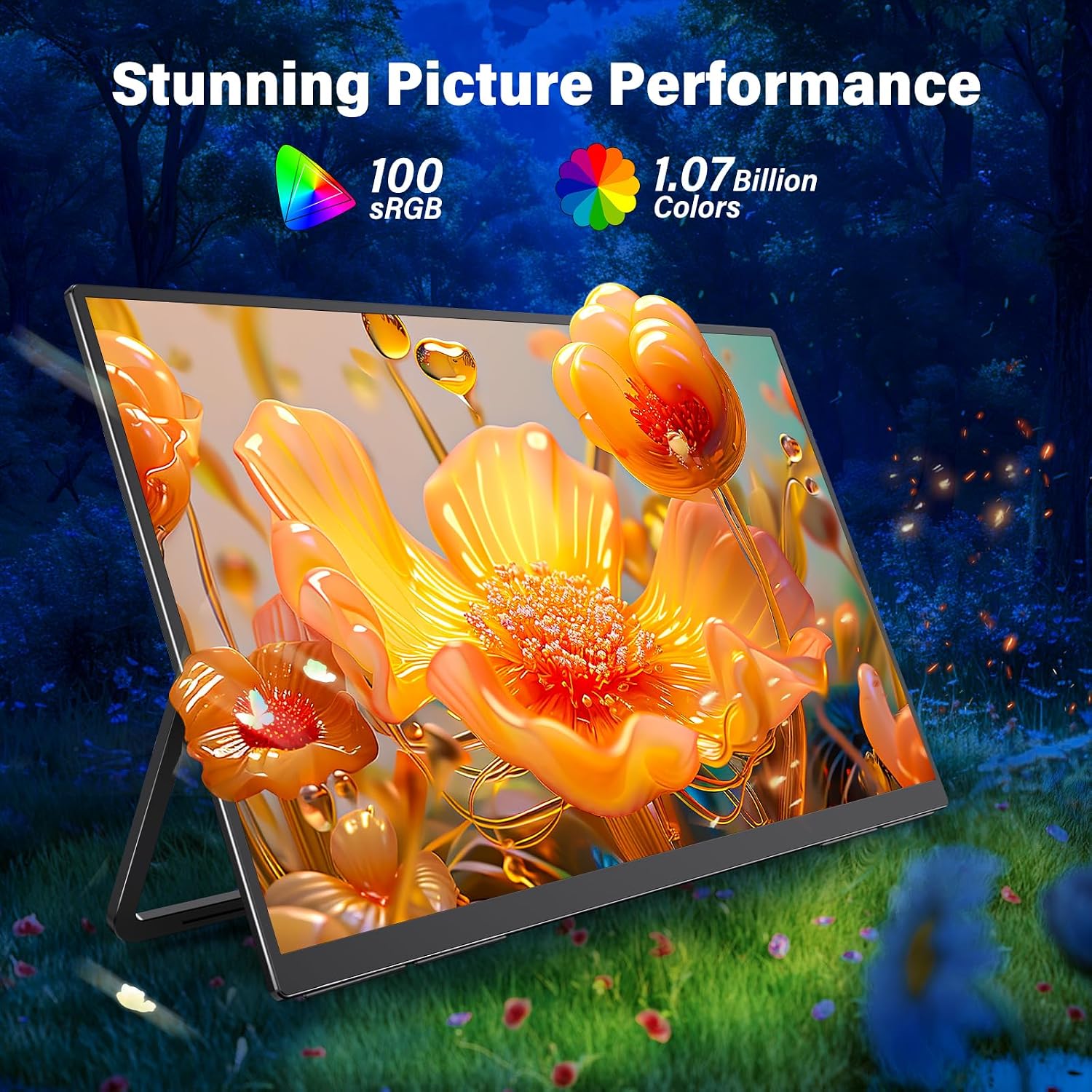 2K 180Hz Portable Gaming Monitor, 23.8' 2560x1440 QHD Fast IPS 115% sRGB Portable Monitor w/180° Adjustable Stand Type-C HDMI Eye Care External Second Screen for Laptop Phone PS4 PS5 Switch Xbox PC