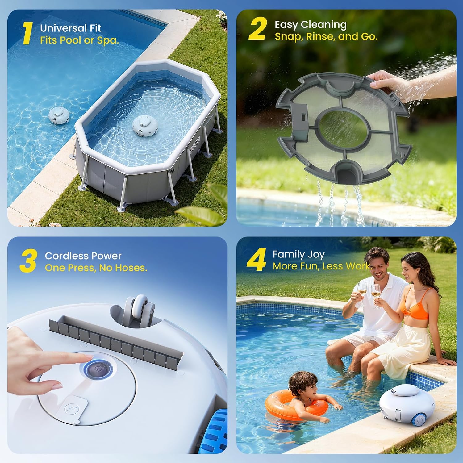 [2026 New] Cordless Robotic Pool Cleaner, Pool Vacuum with Dual-Layer Filtration, 120-Min Runtime, Auto-Parking, Lightweight Designed for Above-Ground & Inground Pool Flat Pool up to 860 Sq.ft