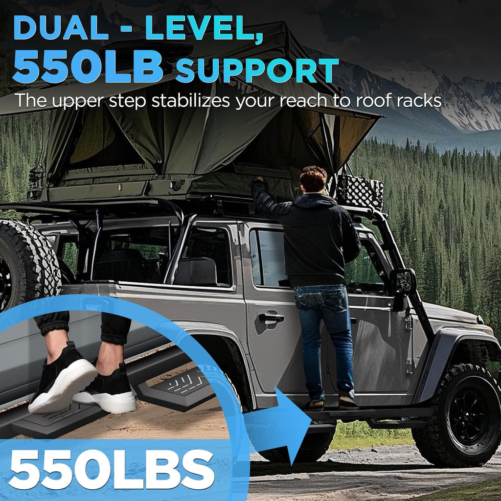 PZ 6' Running Boards Anti-Slip Side Steps Carbon Steel Compatible with 2007-2018 Jeep Wrangler JK 4 Doors,550LBS Steel No Drill Truck Running Boards Direct Fit Nerf Bar
