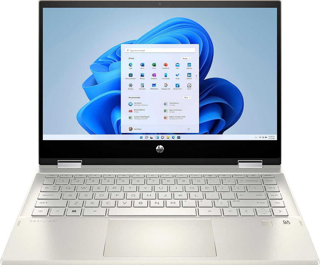 HP 2023 Pavilion x360 2-in-1 Convertible Laptop, 14' FHD Touchscreen, Intel i5-1135G7 (Upto 4.2GHz), Iris Xe Graphics, 8GB RAM, 256GB SSD, Fingerprint, Long Battery Life, Win 11+MarxsolCables