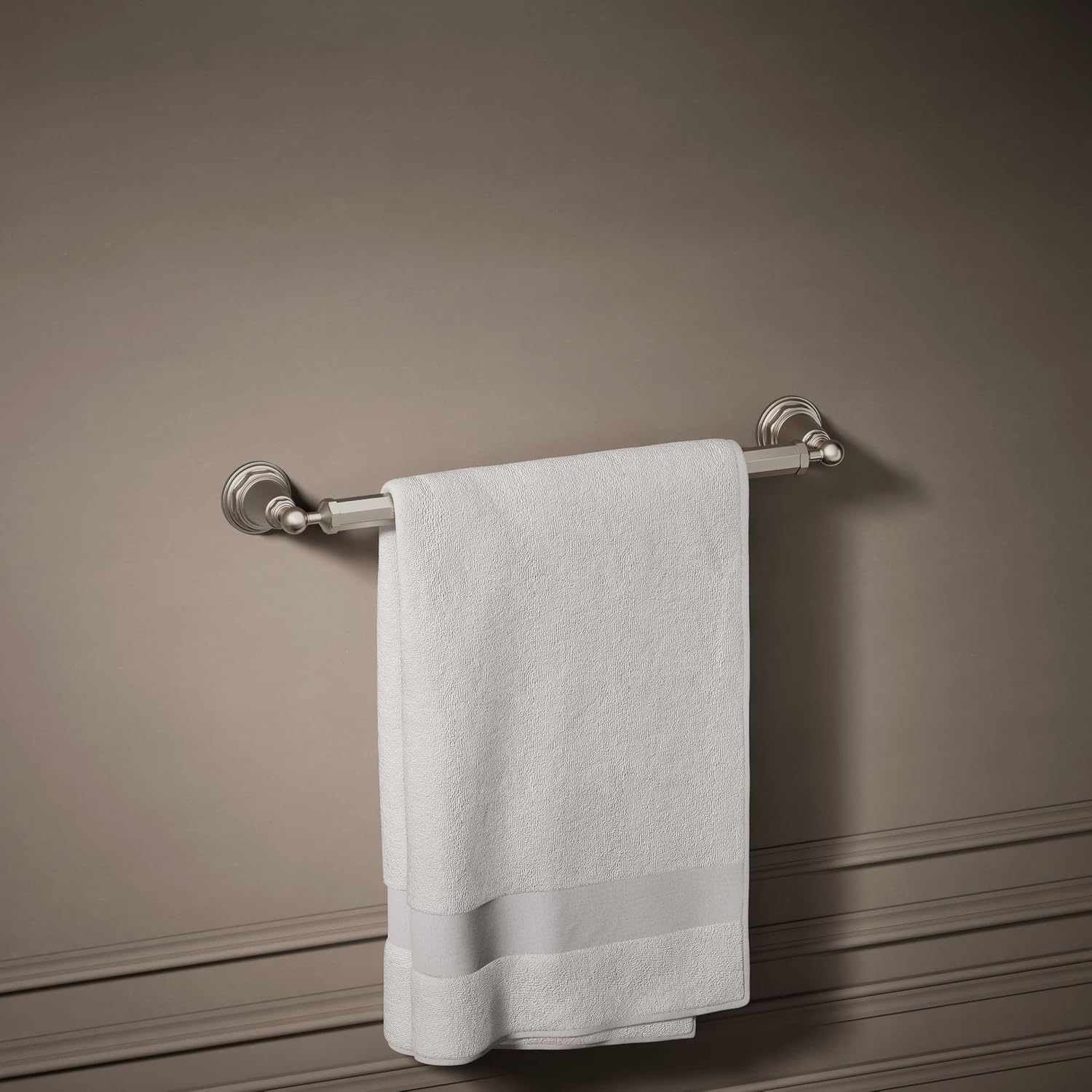 KOHLER K-13108-BN Pinstripe 18-Inch Bathroom Towel Bar, Vibrant Brushed Nickel