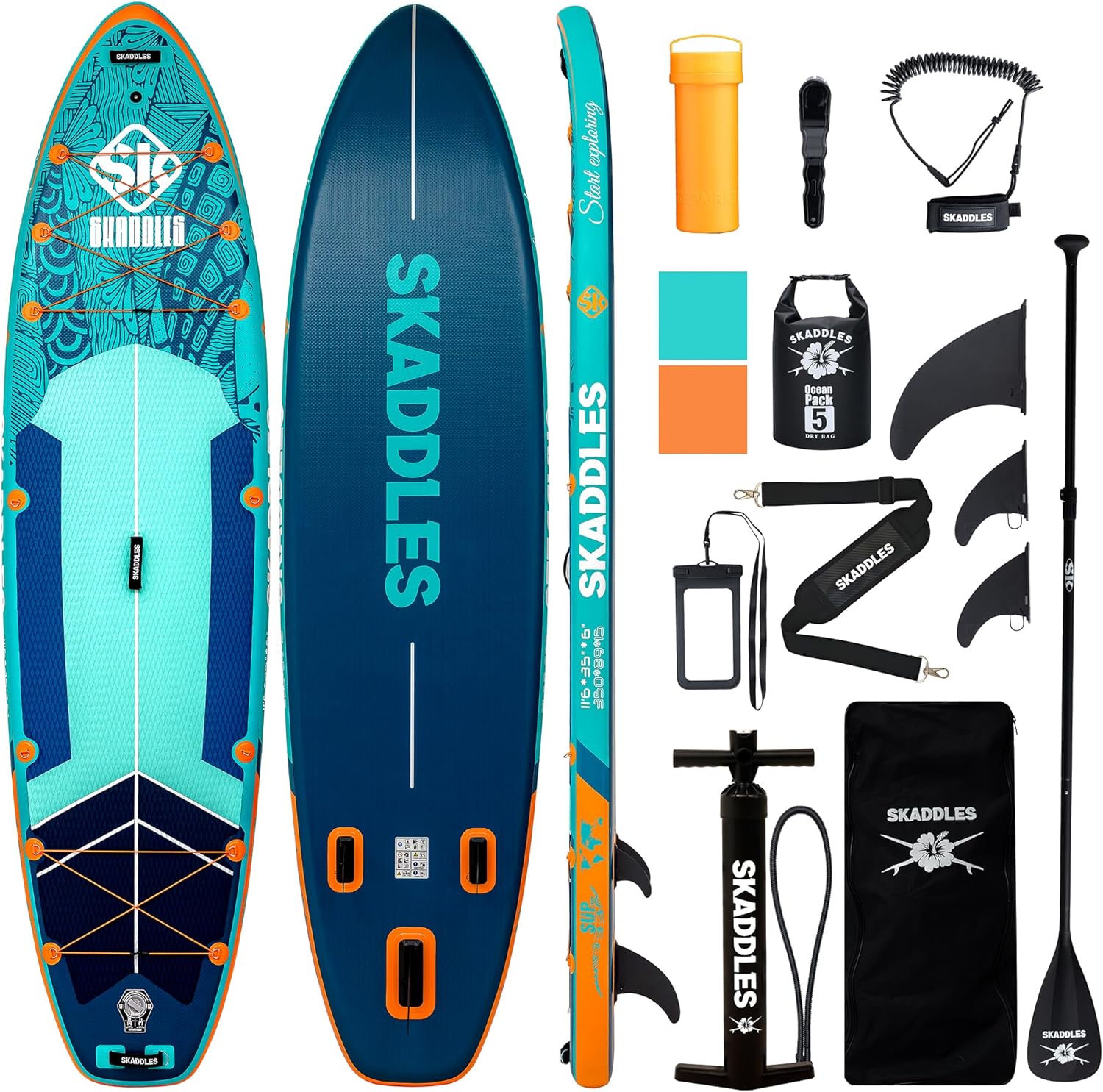 11'6 × 35' Inflatable SUP–Super Wide, Stand Up Paddle Board for Adults, Youth, Family & Pets, High Weight Capacity, Non-Slip EVA Deck, Premium Accessories