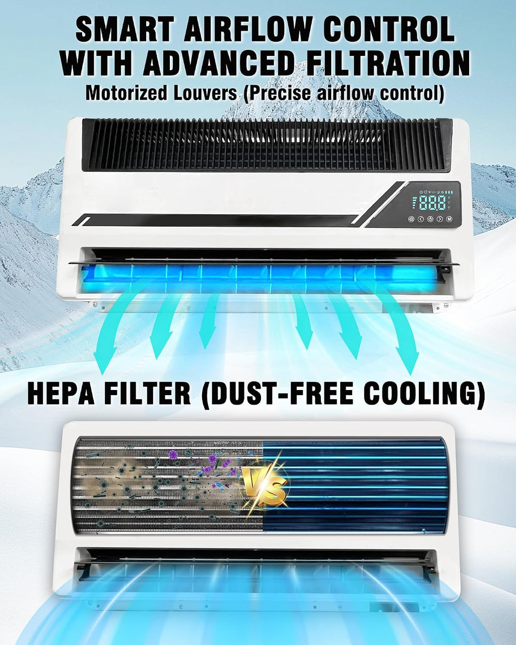 10000 BTU 12V Truck Air Conditioner, Split Mini AC Electric A/C Unit with DC Inverter Compressor | Rapid Cooling | Pre-Charged Refrigerant | Semi-Truck Cab Parking, Trailer, Crane, Loader, Excavator
