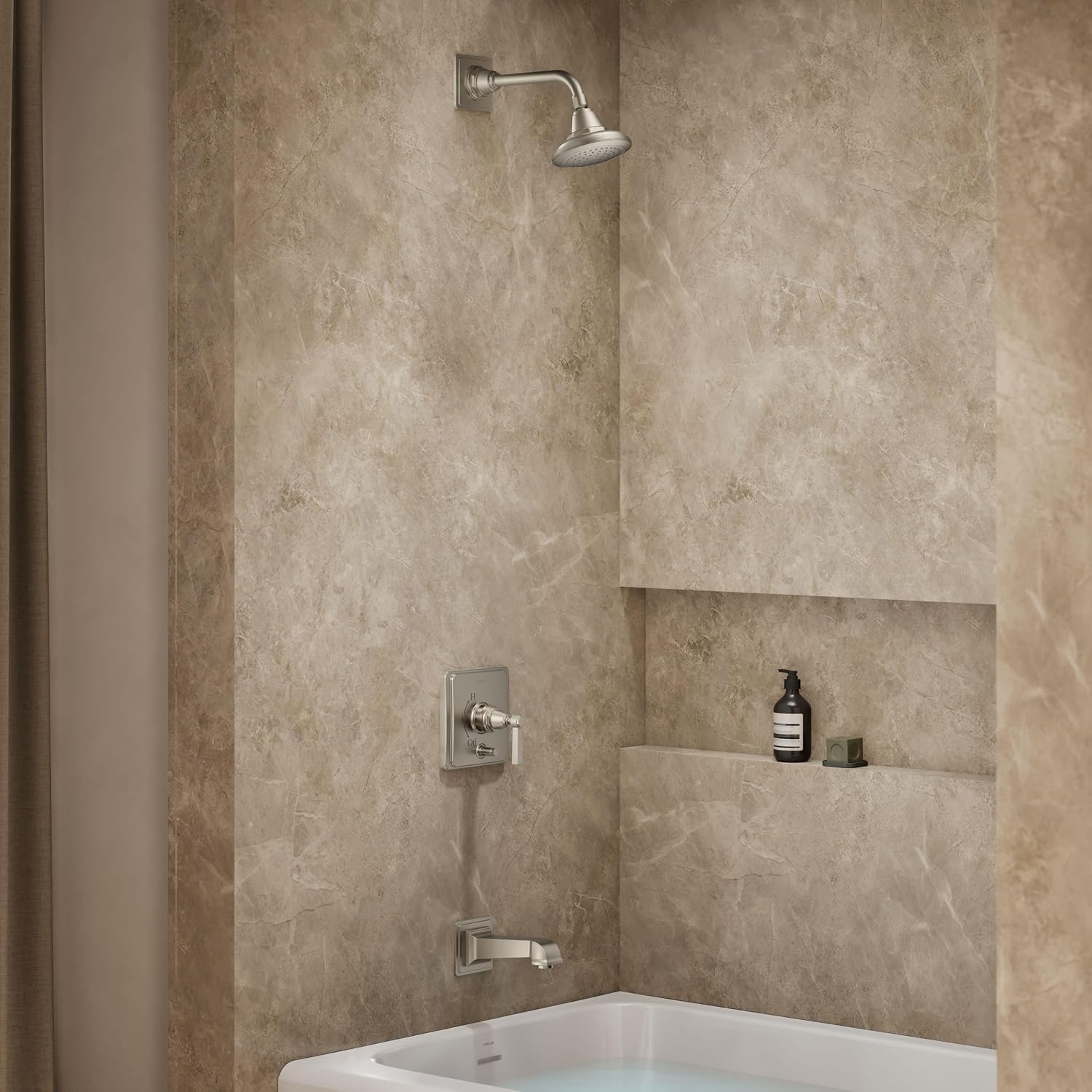 KOHLER K-T13133-4A-BN Pinstripe Pure Rite-Temp Pressure-Balancing Bath and Shower Faucet Trim, Vibrant Brushed Nickel