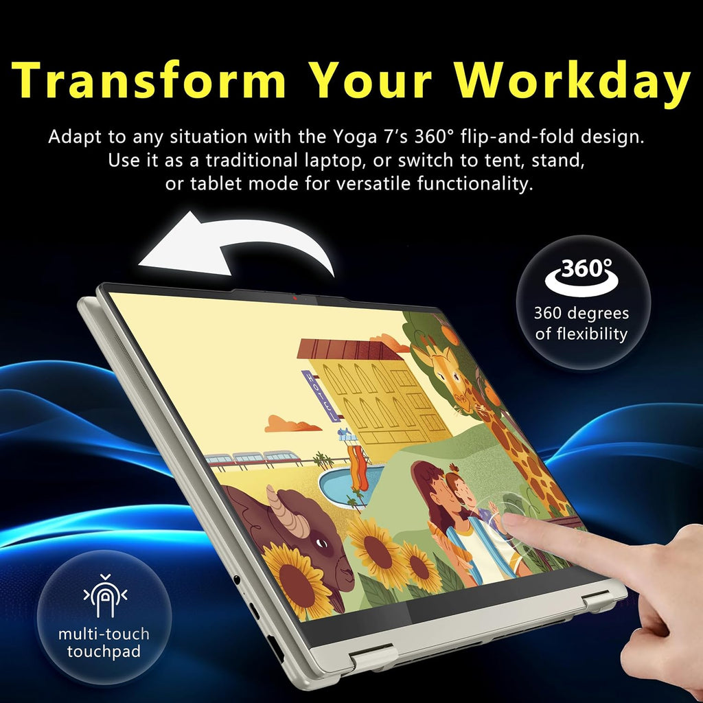Lenovo Yoga 7i 2-in-1 16' 2K Touchscreen Laptop, Intel Ultra 5 125U, 16GB LPDDR5X, 2.28TB Storage(2TB SSD +288GB Docking Station Set), Backlit Keyboard, Fingerprint Reader, WiFi 6E, Win 11 Pro, Grey